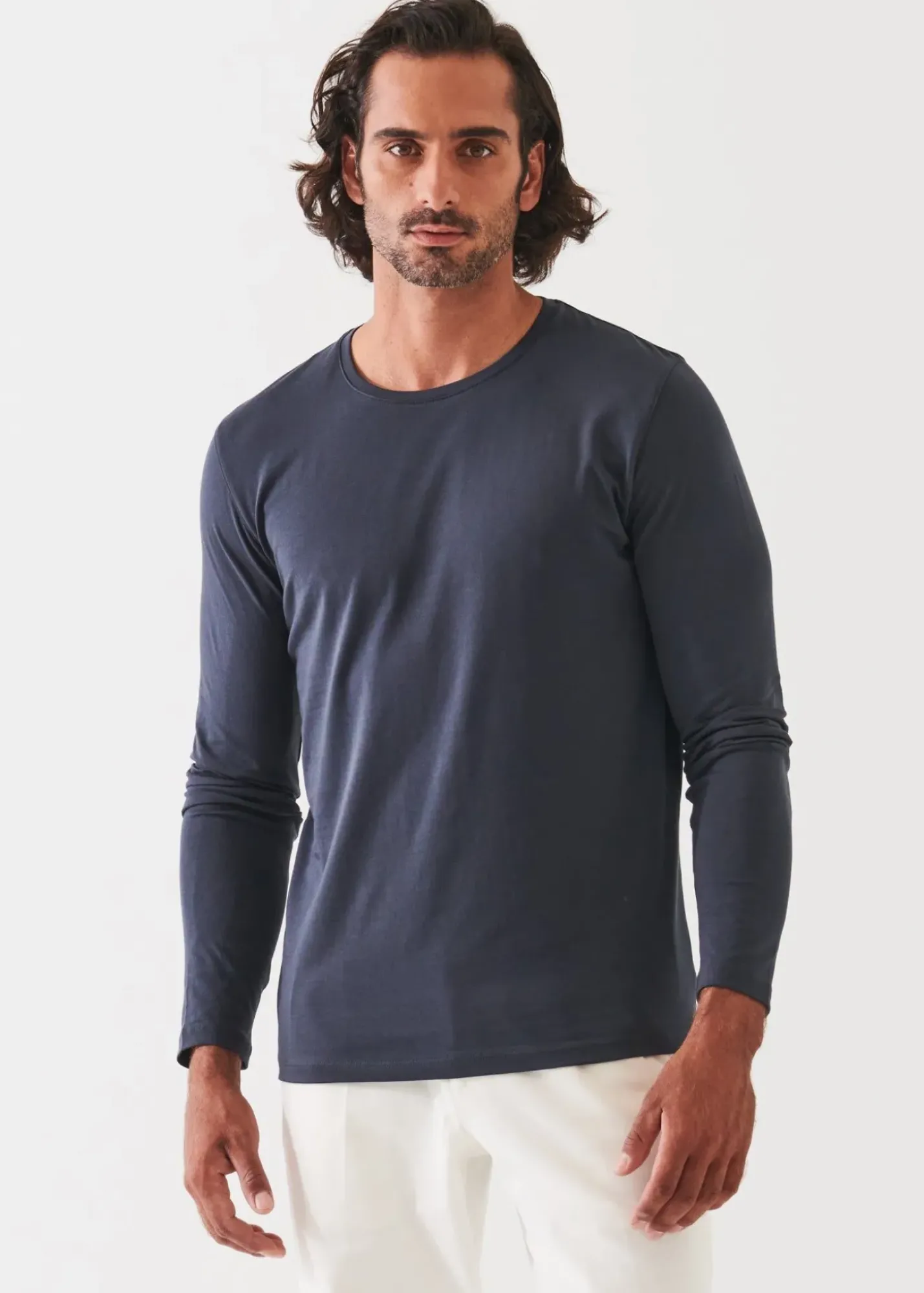 PATRICK ASSARAF Pima Cotton Stretch Long Sleeve T-Shirt|Men T-Shirts