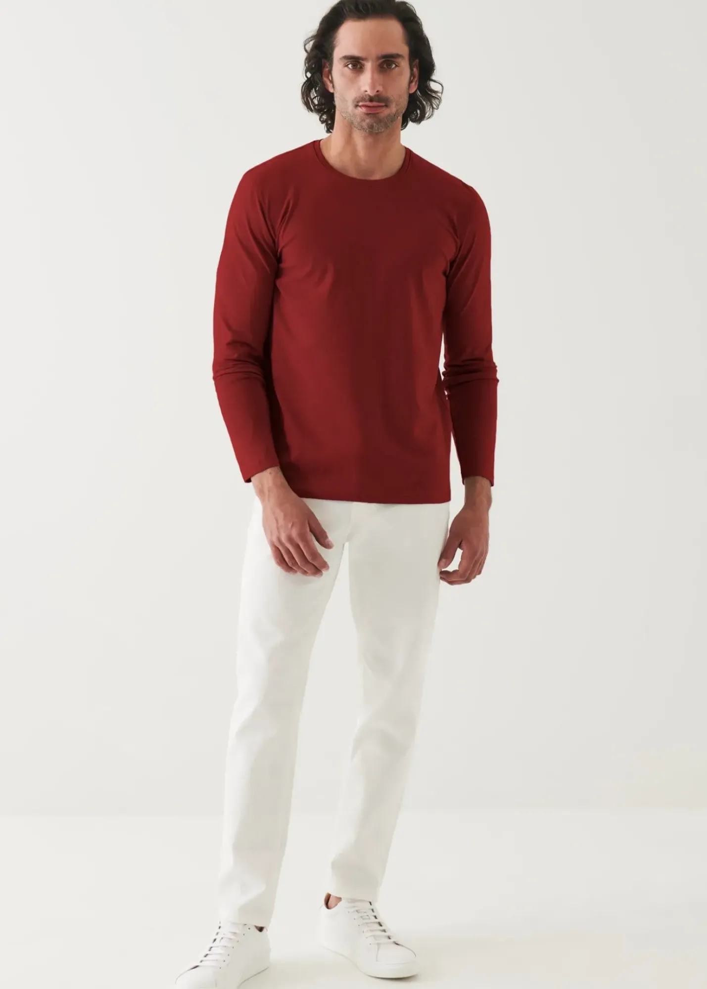 PATRICK ASSARAF Pima Cotton Stretch Long Sleeve T-Shirt|Men T-Shirts