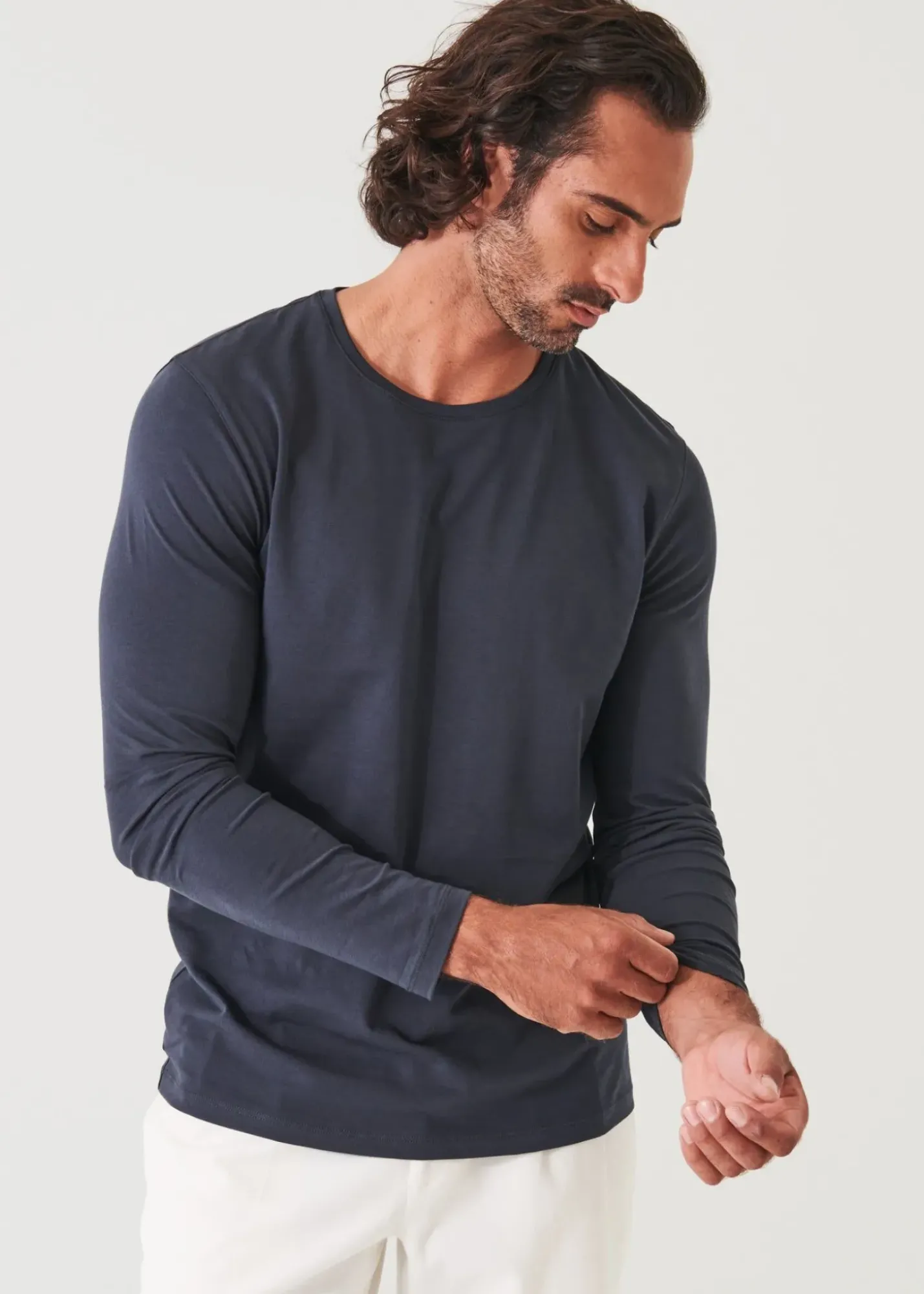 PATRICK ASSARAF Pima Cotton Stretch Long Sleeve T-Shirt|Men T-Shirts