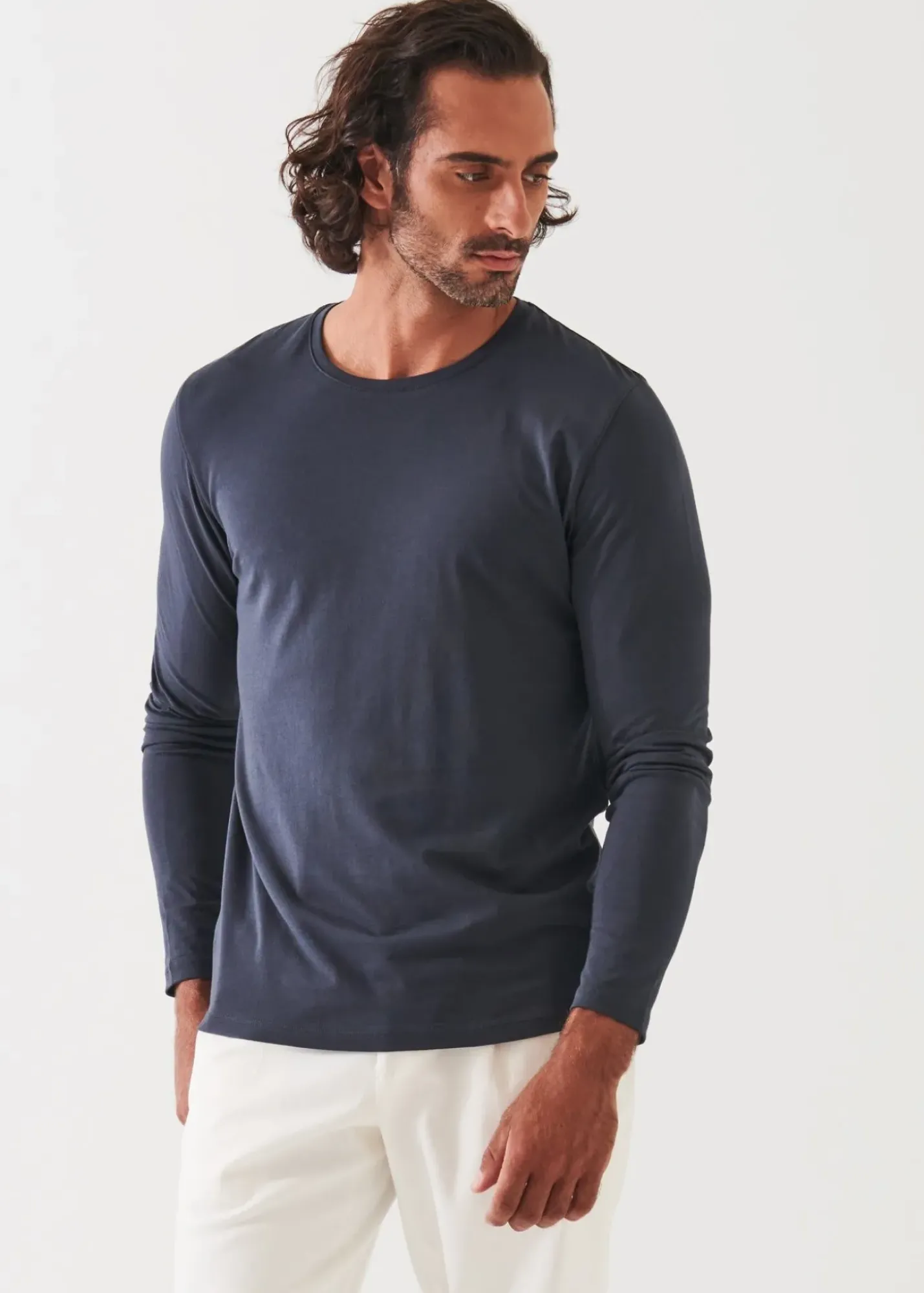 PATRICK ASSARAF Pima Cotton Stretch Long Sleeve T-Shirt|Men T-Shirts