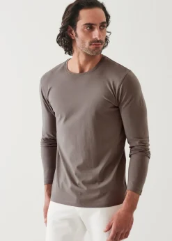 PATRICK ASSARAF Pima Cotton Stretch Long Sleeve T-Shirt|Men T-Shirts