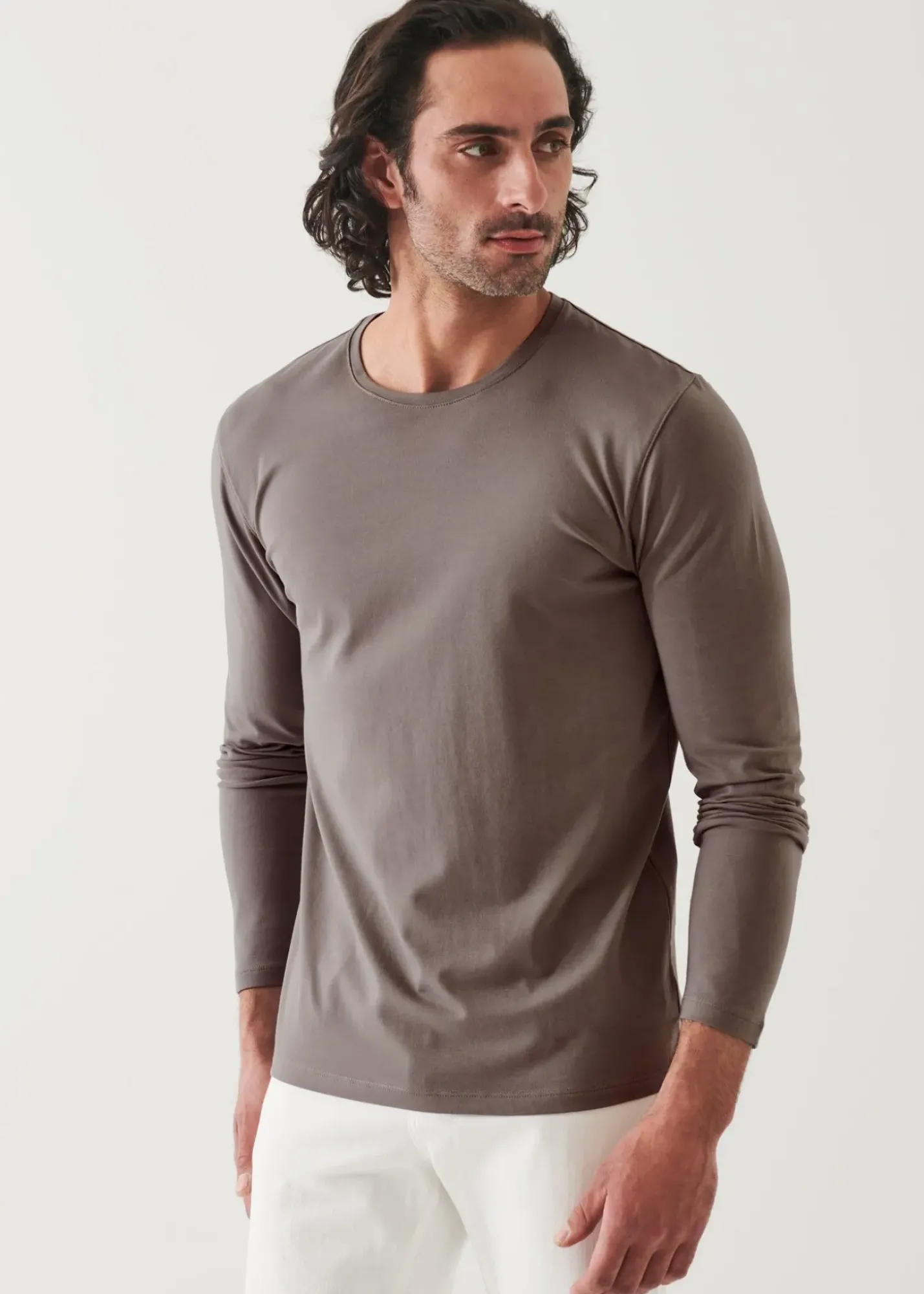PATRICK ASSARAF Pima Cotton Stretch Long Sleeve T-Shirt|Men T-Shirts