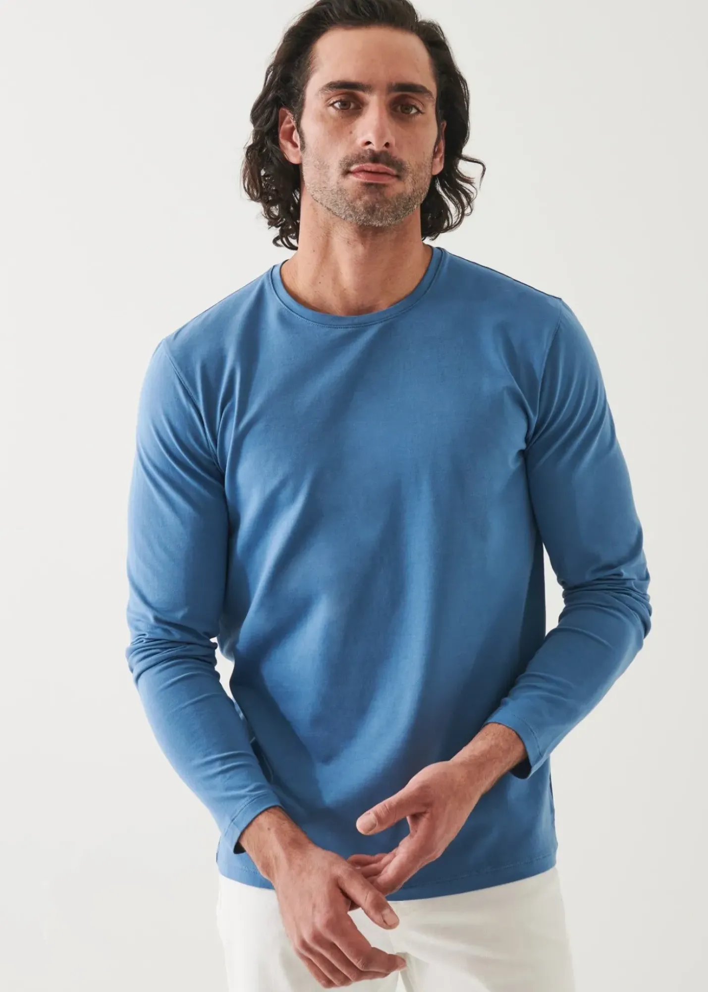 PATRICK ASSARAF Pima Cotton Stretch Long Sleeve T-Shirt|Men T-Shirts