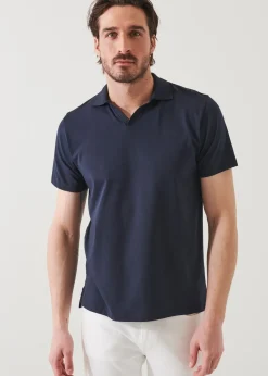 PATRICK ASSARAF Pima Cotton Stretch Open Polo|Men Polos