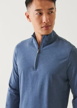 PATRICK ASSARAF Pima Cotton Stretch Overdye Quarter Zip|Men Sweatshirts & Hoodies