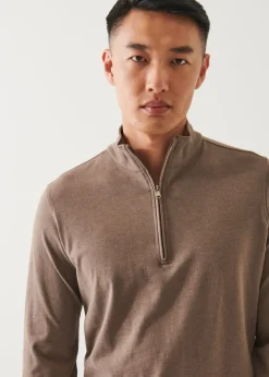 PATRICK ASSARAF Pima Cotton Stretch Overdye Quarter Zip|Men Sweatshirts & Hoodies
