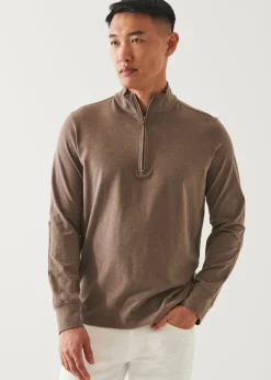 PATRICK ASSARAF Pima Cotton Stretch Overdye Quarter Zip|Men Sweatshirts & Hoodies