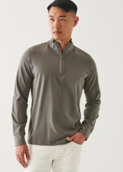 PATRICK ASSARAF Pima Cotton Stretch Overdye Quarter Zip|Men Sweatshirts & Hoodies