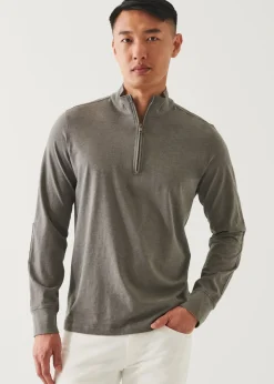 PATRICK ASSARAF Pima Cotton Stretch Overdye Quarter Zip|Men Sweatshirts & Hoodies