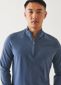 PATRICK ASSARAF Pima Cotton Stretch Overdye Quarter Zip|Men Sweatshirts & Hoodies