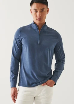 PATRICK ASSARAF Pima Cotton Stretch Overdye Quarter Zip|Men Sweatshirts & Hoodies