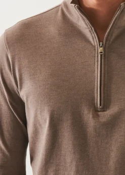 PATRICK ASSARAF Pima Cotton Stretch Overdye Quarter Zip|Men Sweatshirts & Hoodies
