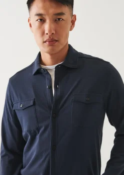 PATRICK ASSARAF Pima Cotton Stretch Overshirt|Men Shirt Jackets