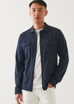 PATRICK ASSARAF Pima Cotton Stretch Overshirt|Men Shirt Jackets