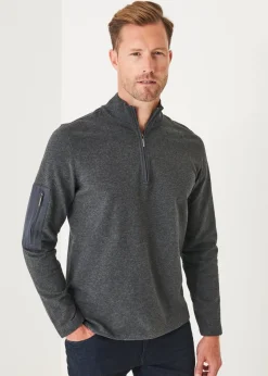 PATRICK ASSARAF Pima Cotton Stretch Piped Zip Mock|Men Sweatshirts & Hoodies