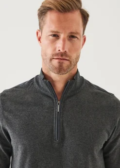 PATRICK ASSARAF Pima Cotton Stretch Piped Zip Mock|Men Sweatshirts & Hoodies