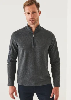 PATRICK ASSARAF Pima Cotton Stretch Piped Zip Mock|Men Sweatshirts & Hoodies