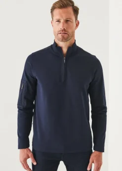 PATRICK ASSARAF Pima Cotton Stretch Piped Zip Mock|Men Sweatshirts & Hoodies