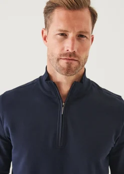PATRICK ASSARAF Pima Cotton Stretch Piped Zip Mock|Men Sweatshirts & Hoodies