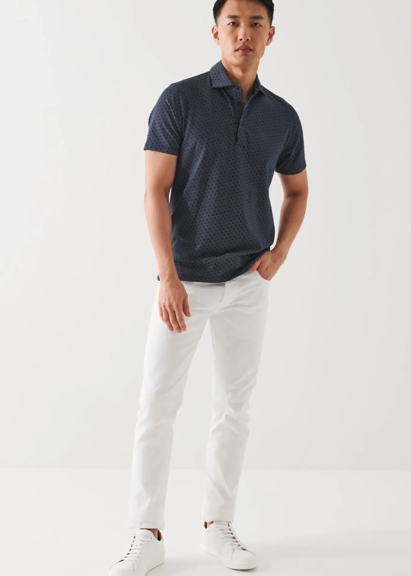 PATRICK ASSARAF Pima Cotton Stretch Printed Polo|Men Polos