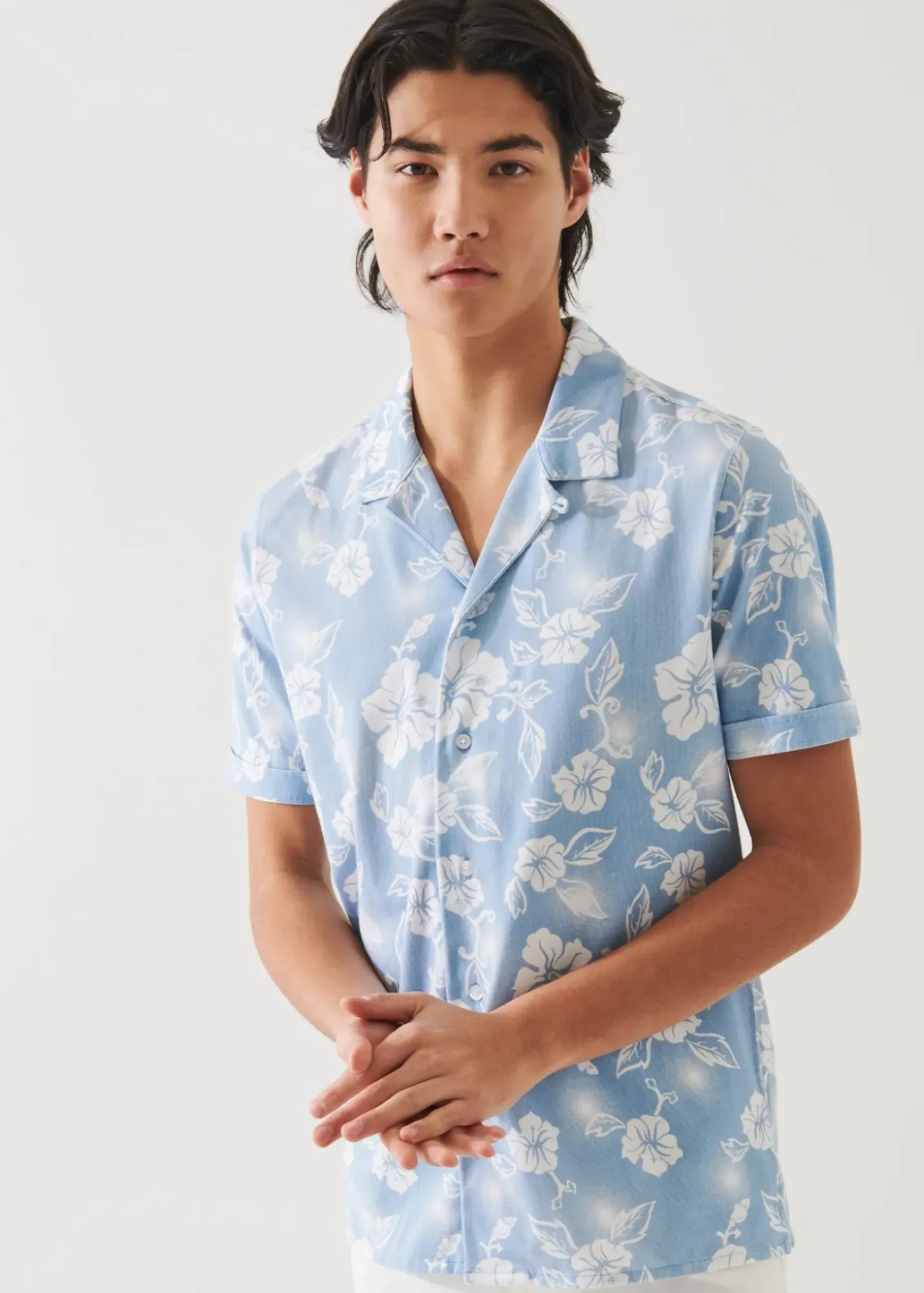 PATRICK ASSARAF Pima Cotton Stretch Printed Camp Shirt|Men Shirts