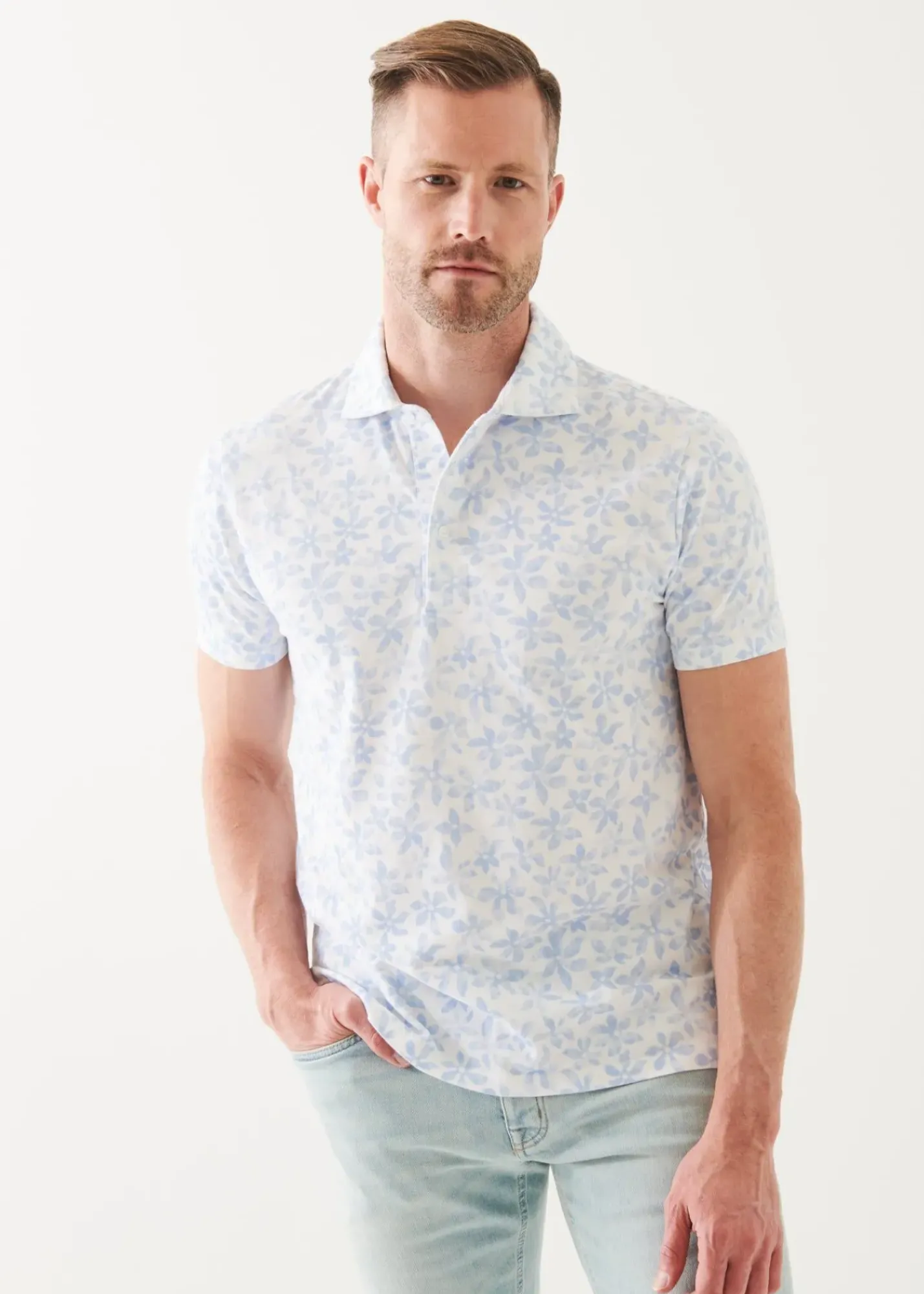 PATRICK ASSARAF Pima Cotton Stretch Printed Polo|Men Polos