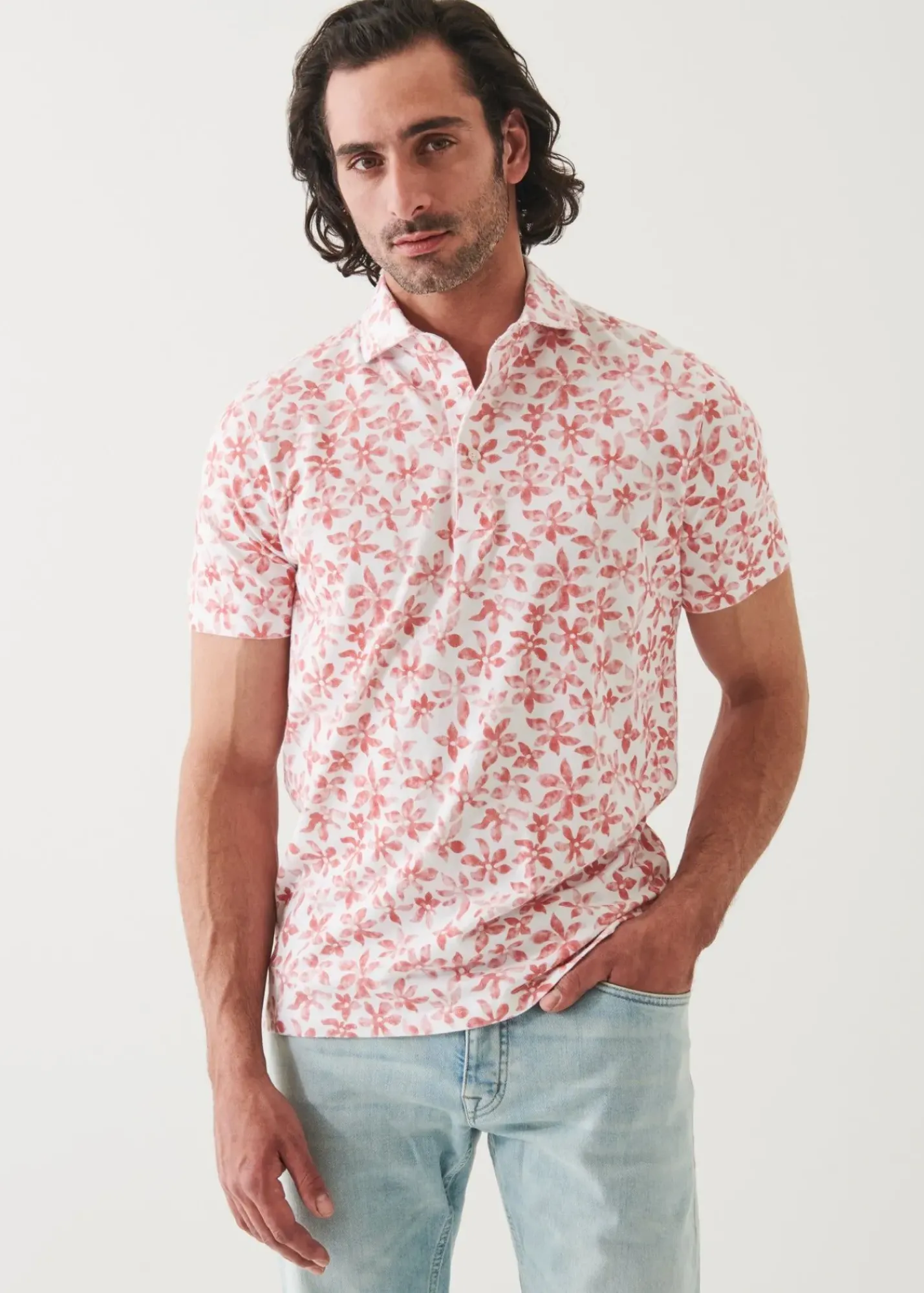 PATRICK ASSARAF Pima Cotton Stretch Printed Polo|Men Polos