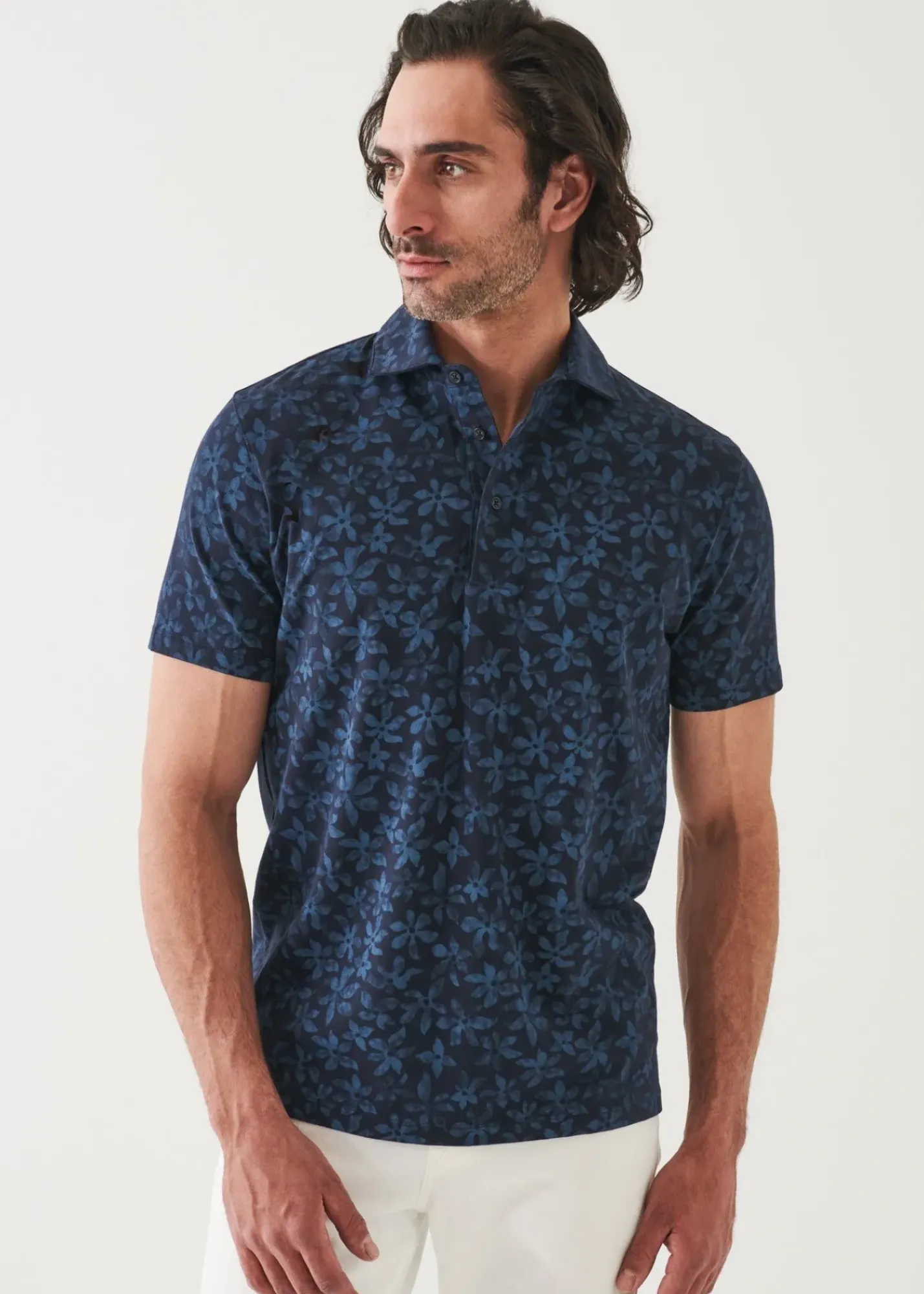 PATRICK ASSARAF Pima Cotton Stretch Printed Polo|Men Polos