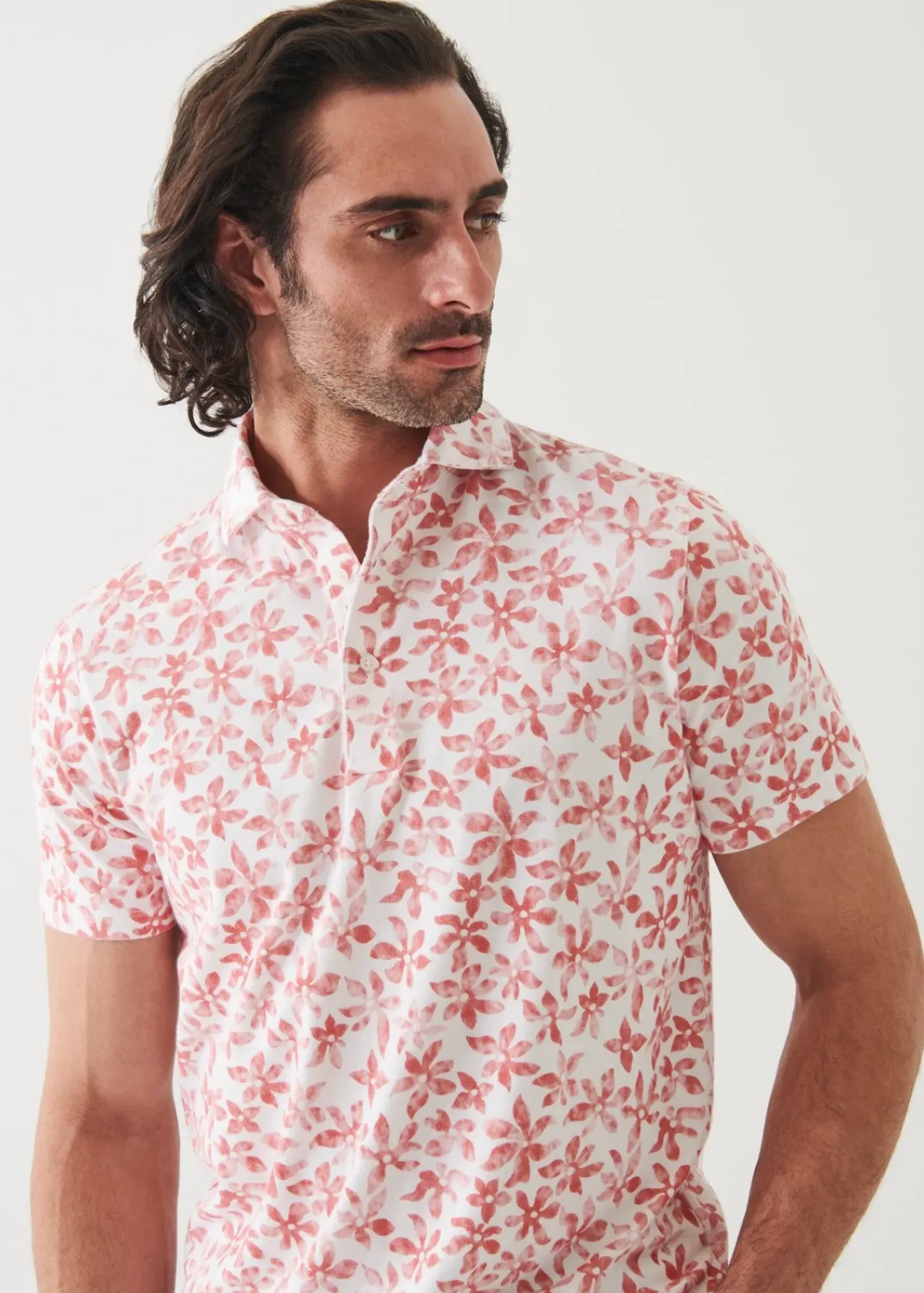 PATRICK ASSARAF Pima Cotton Stretch Printed Polo|Men Polos