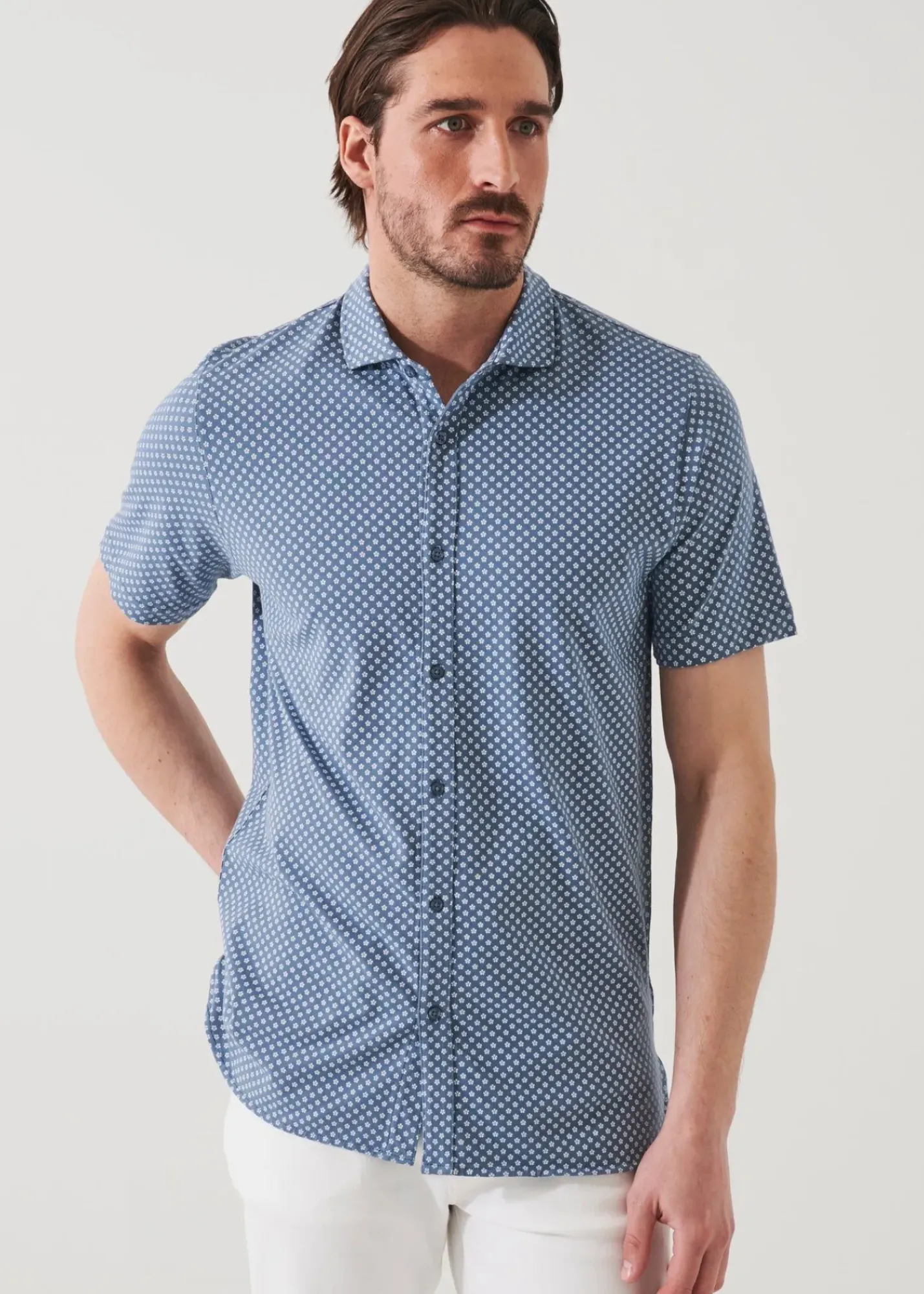 PATRICK ASSARAF Pima Cotton Stretch Printed Shirt|Men Shirts