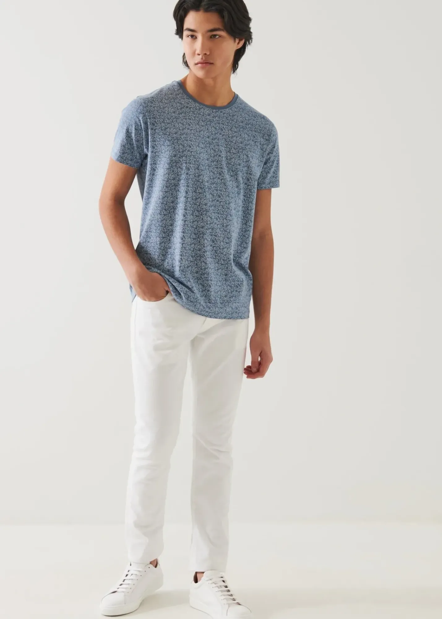 PATRICK ASSARAF Pima Cotton Stretch Printed T-Shirt|Men T-Shirts