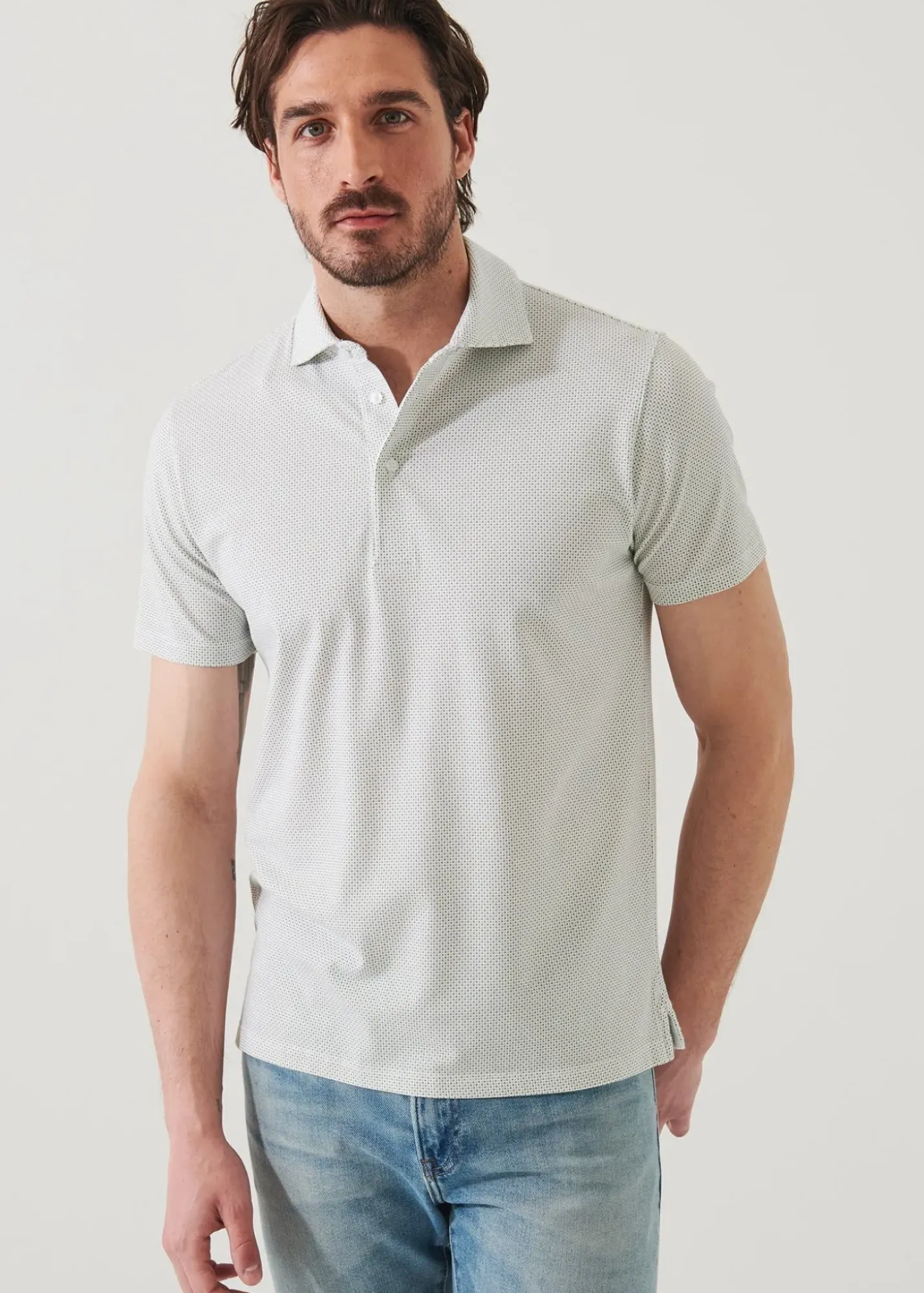 PATRICK ASSARAF Pima Cotton Stretch Printed Polo|Men Polos