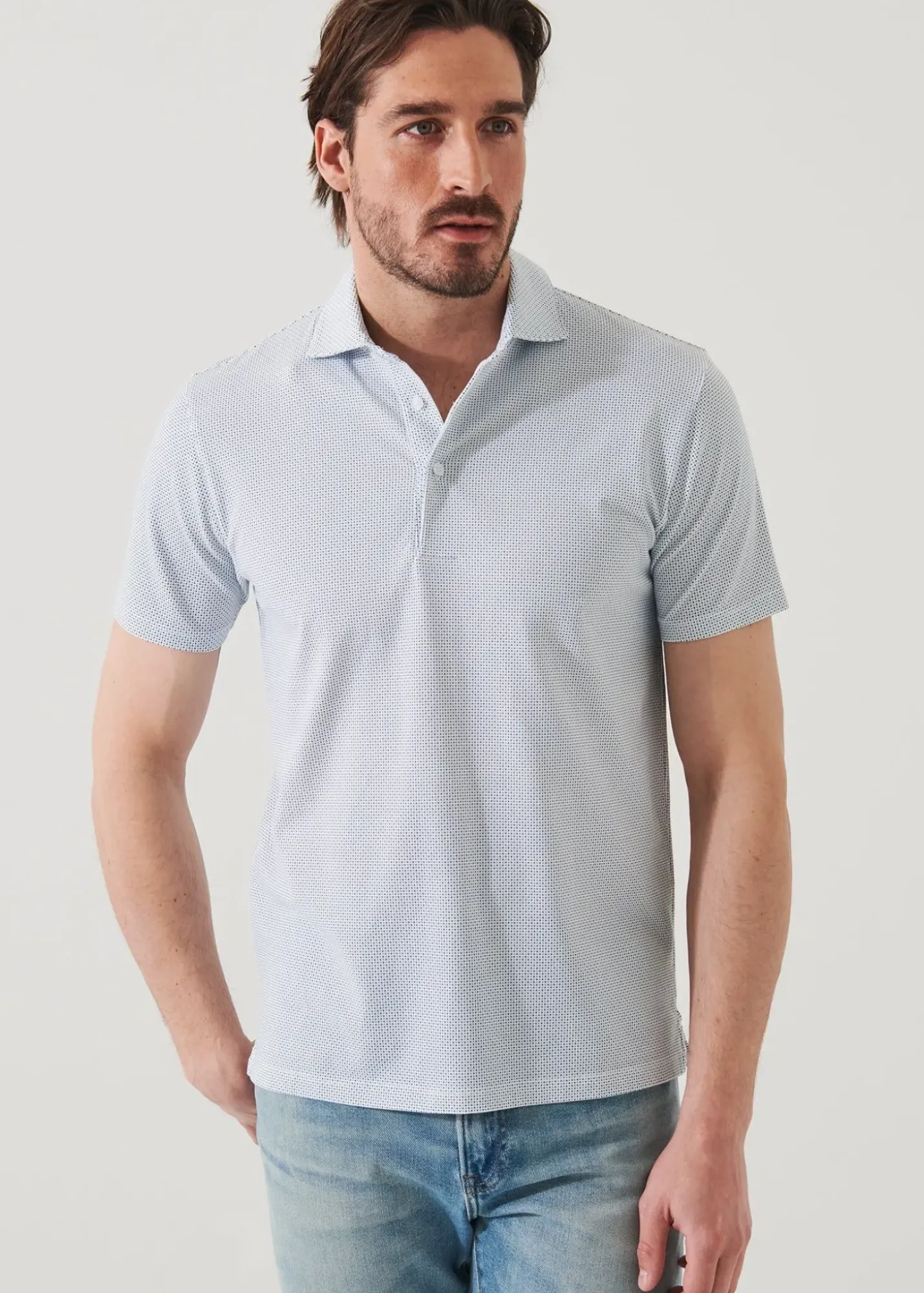PATRICK ASSARAF Pima Cotton Stretch Printed Polo|Men Polos