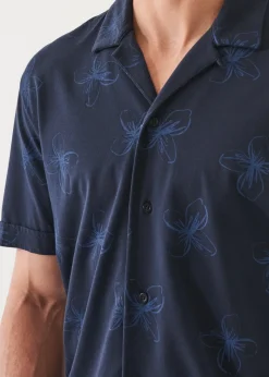 PATRICK ASSARAF Pima Cotton Stretch Printed Camp Shirt|Men Shirts