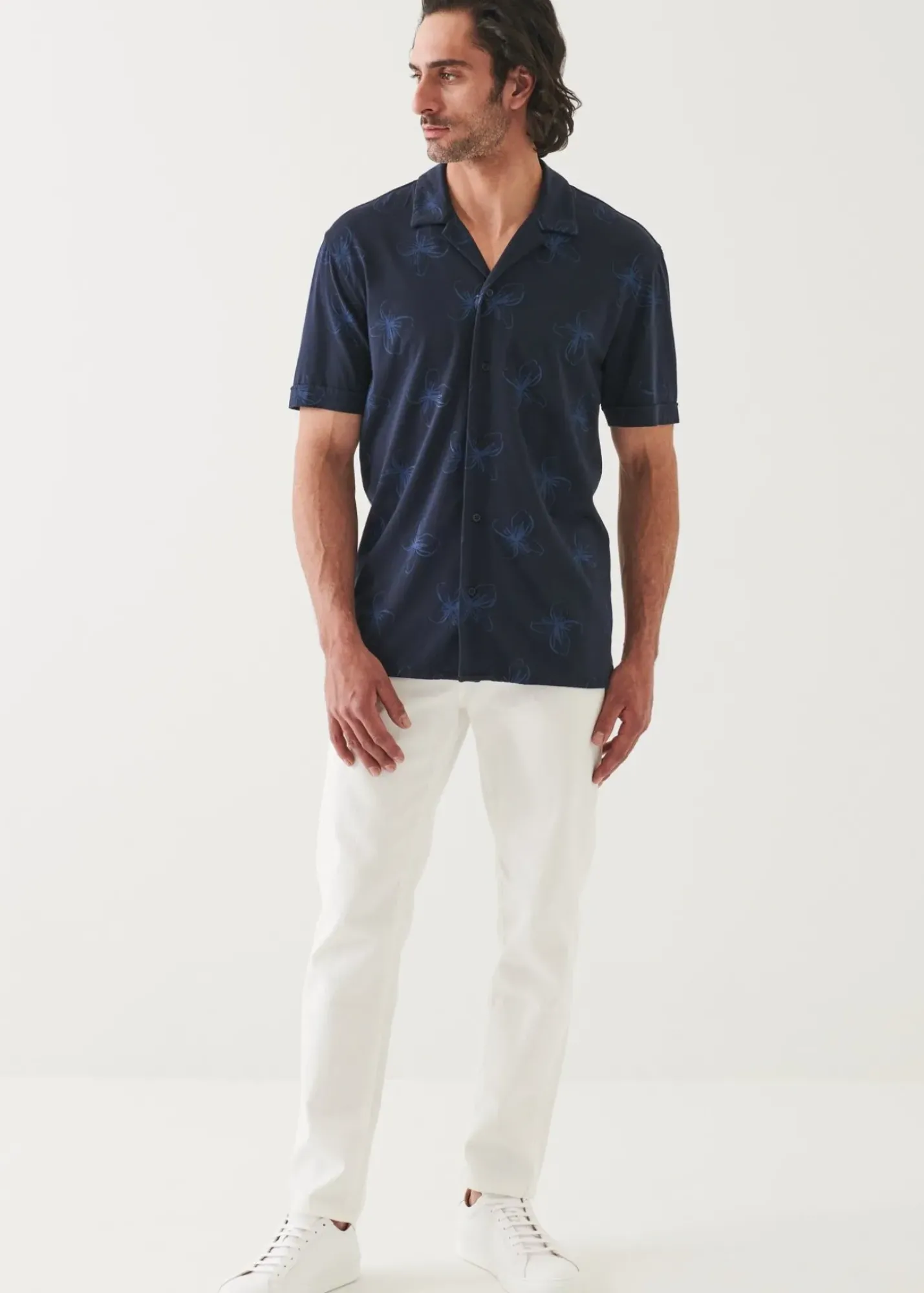 PATRICK ASSARAF Pima Cotton Stretch Printed Camp Shirt|Men Shirts