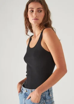 PATRICK ASSARAF Pima Cotton Stretch Scoop Neck Rib Tank|Women T-Shirts