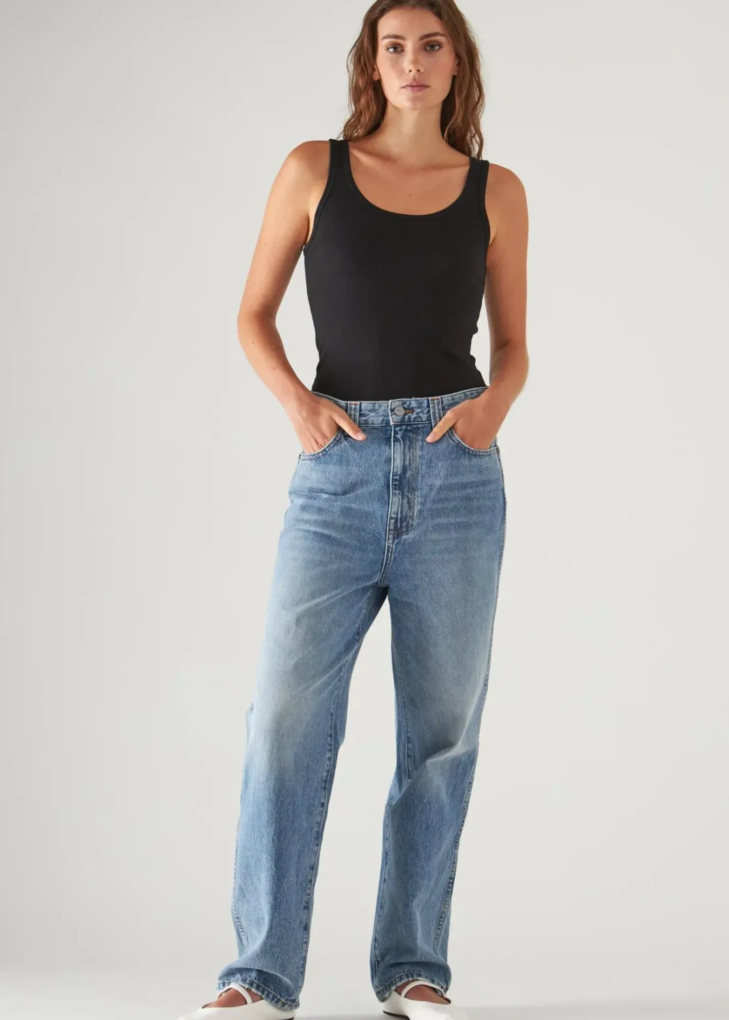 PATRICK ASSARAF Pima Cotton Stretch Scoop Neck Rib Tank|Women T-Shirts