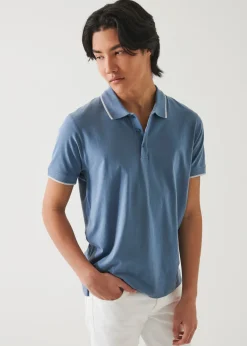 PATRICK ASSARAF Pima Cotton Stretch Tipped Polo|Men Polos