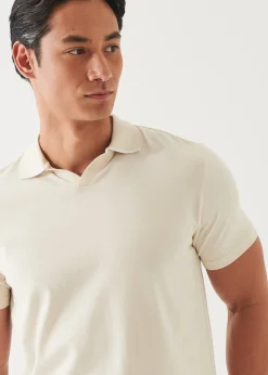 PATRICK ASSARAF Pima Cotton Stretch Tipped Open Polo|Men Polos