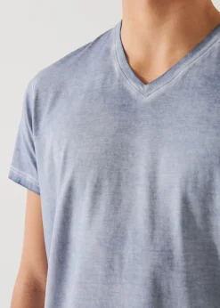 PATRICK ASSARAF Pima Cotton Stretch Vintage Wash V-Neck T-Shirt|Men T-Shirts