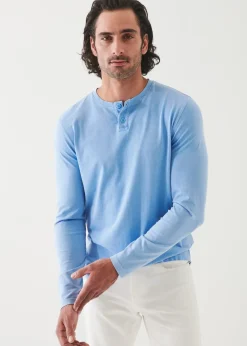 PATRICK ASSARAF Pima Cotton Stretch Vintage Wash Henley|Men T-Shirts
