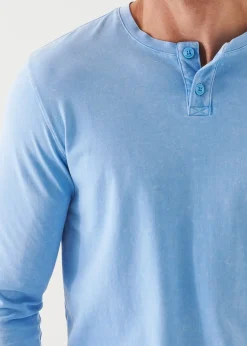 PATRICK ASSARAF Pima Cotton Stretch Vintage Wash Henley|Men T-Shirts