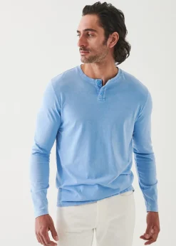 PATRICK ASSARAF Pima Cotton Stretch Vintage Wash Henley|Men T-Shirts