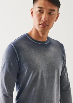 PATRICK ASSARAF Pima Cotton Stretch Vintage Wash Long-Sleeve T-Shirt|Men T-Shirts