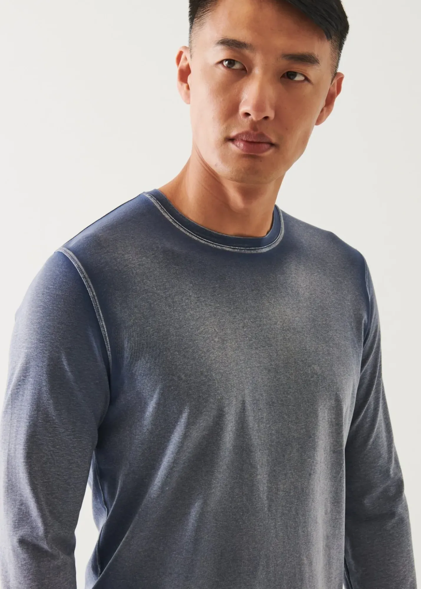 PATRICK ASSARAF Pima Cotton Stretch Vintage Wash Long-Sleeve T-Shirt|Men T-Shirts