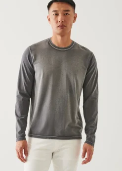 PATRICK ASSARAF Pima Cotton Stretch Vintage Wash Long-Sleeve T-Shirt|Men T-Shirts