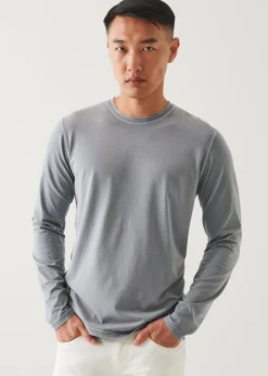 PATRICK ASSARAF Pima Cotton Stretch Vintage Wash Long-Sleeve T-Shirt|Men T-Shirts