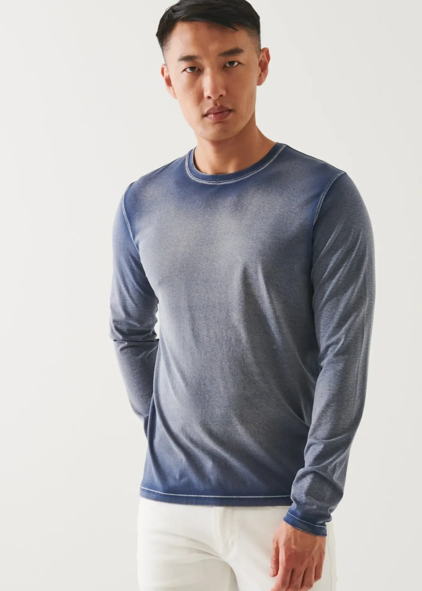 PATRICK ASSARAF Pima Cotton Stretch Vintage Wash Long-Sleeve T-Shirt|Men T-Shirts