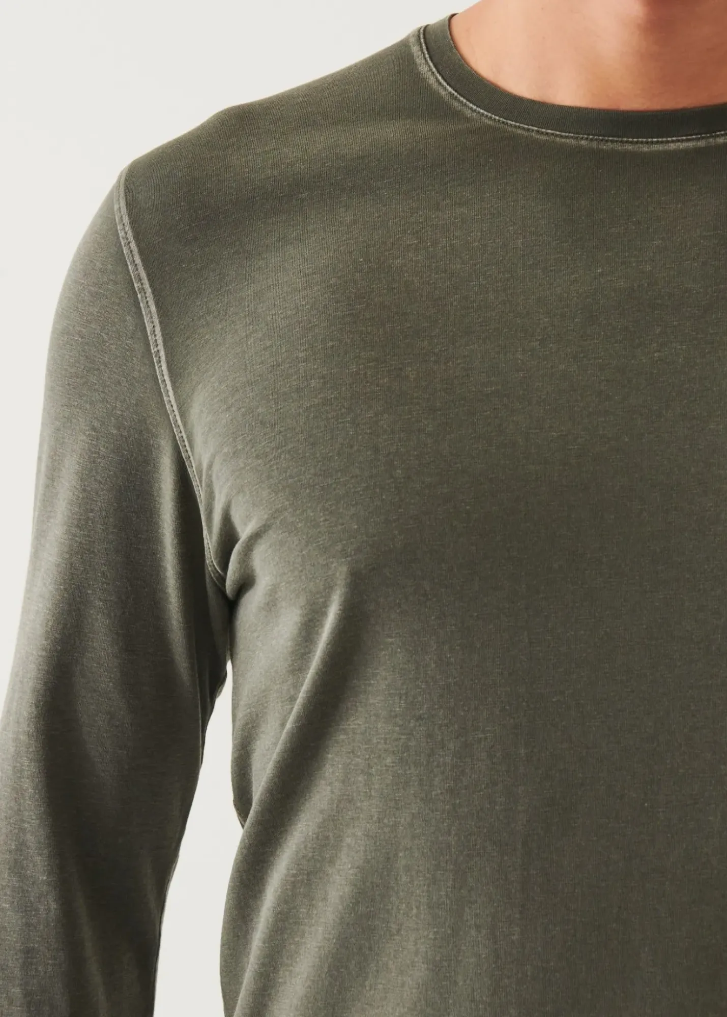 PATRICK ASSARAF Pima Cotton Stretch Vintage Wash Long-Sleeve T-Shirt|Men T-Shirts