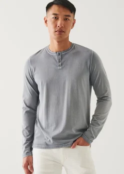 PATRICK ASSARAF Pima Cotton Stretch Vintage Wash Henley|Men T-Shirts